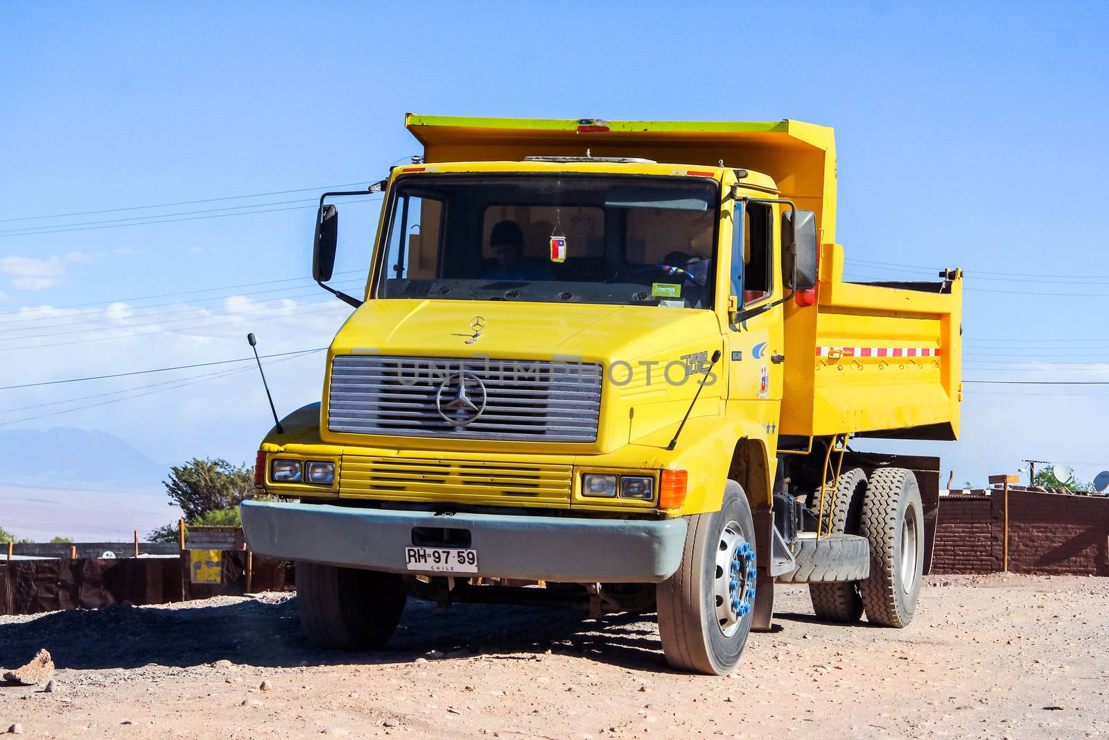 SAN PEDRO DE ATACAMA, CHILE - NOVEMBER 15, 2015: Dump truck Mercedes-Benz LS 1618 at the countryside.