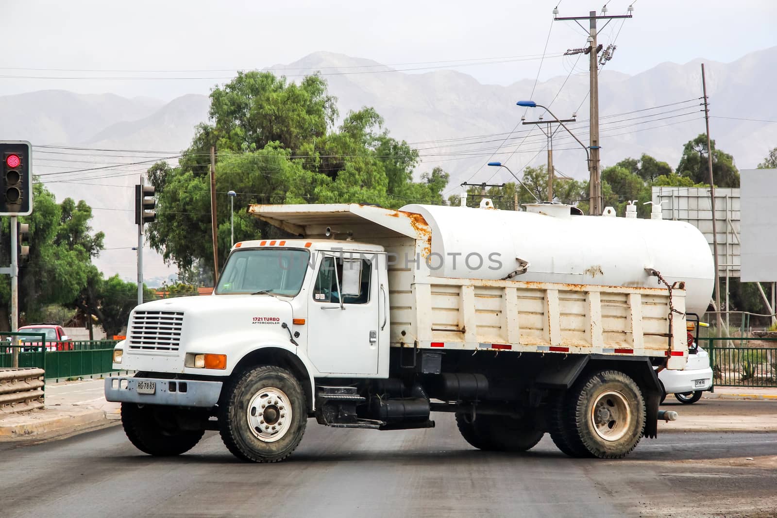 COPIAPO, CHILE - NOVEMBER 14, 2015: Dump truck International 4900 at the town street.