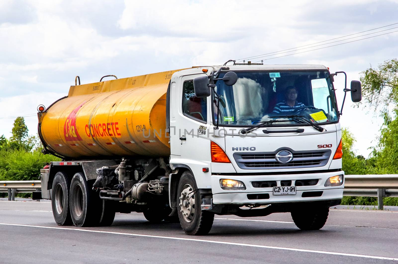 BIO-BIO, CHILE - NOVEMBER 23, 2015: Cargo truck Hino 500 GH 1726 at the interurban freeway.