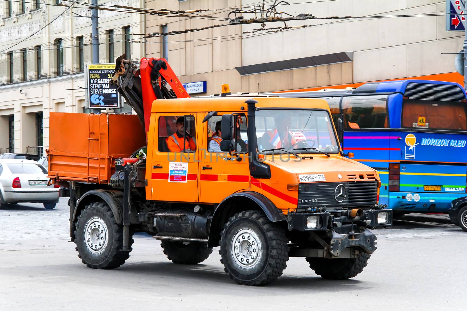 MOSCOW, RUSSIA - MAY 6, 2012: City service truck Unimog U1650 in the city street.