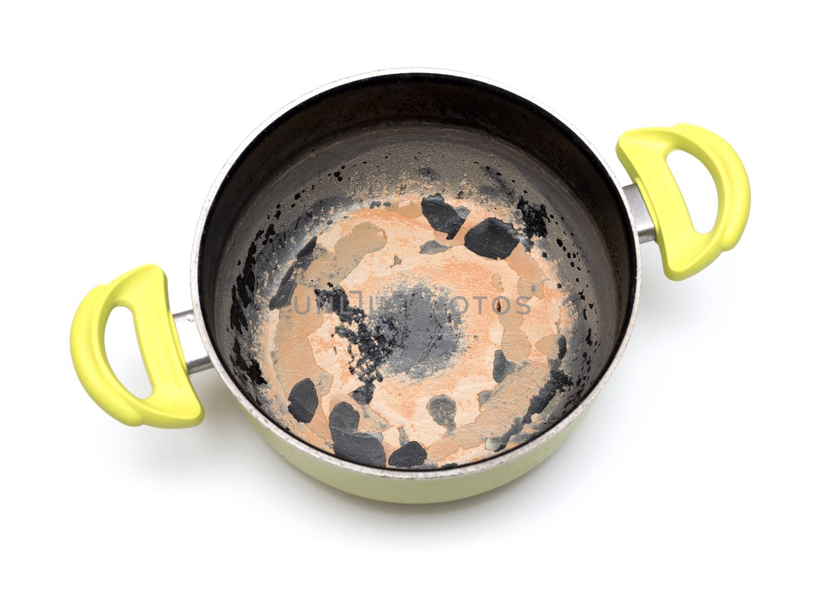 dirty empty pan on a white background