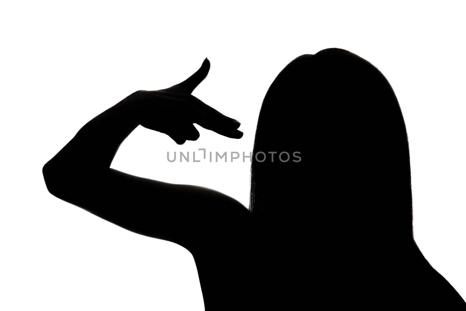 Woman pointing fingers to the head like shooting a gun by Artzzz