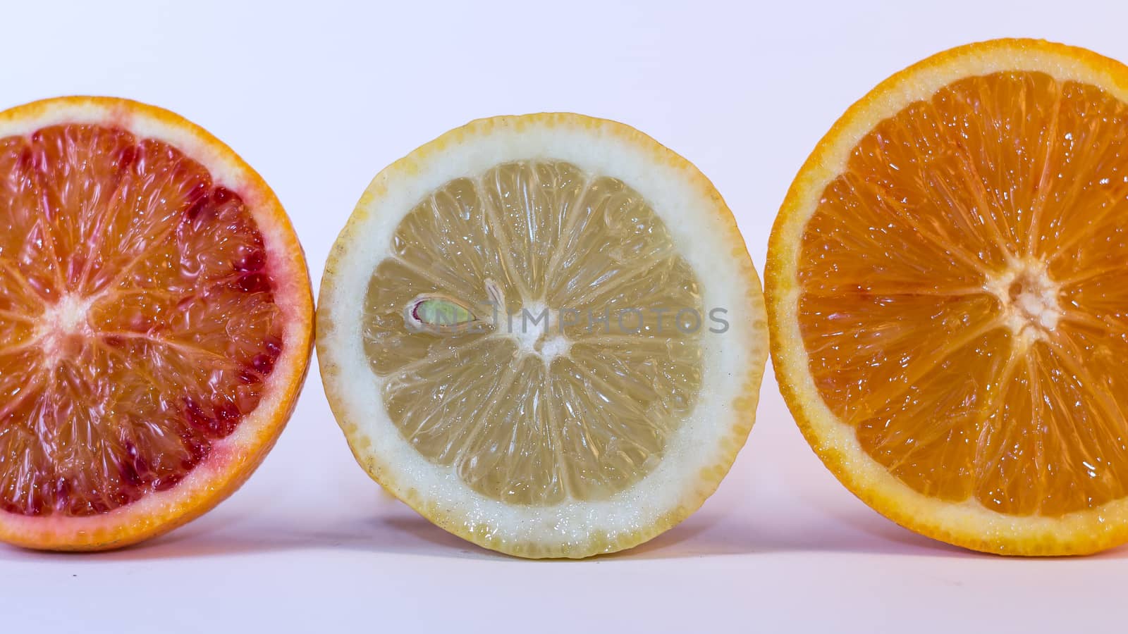 Trio citrus on white background