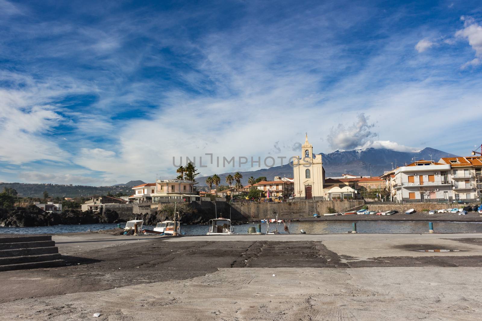 Sea port and houses in Sicily. by alanstix64