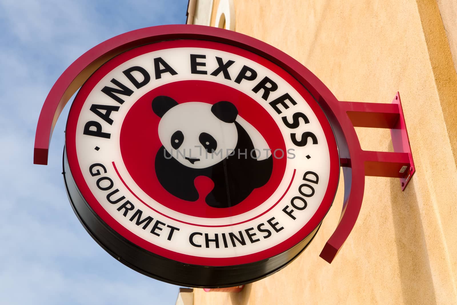 SUNLAND, CA/USA - JANUARY 9, 2016: Panda Express restaurant exterior and logo. Panda Express is a fast casual restaurant chain which serves American Chinese cuisine.