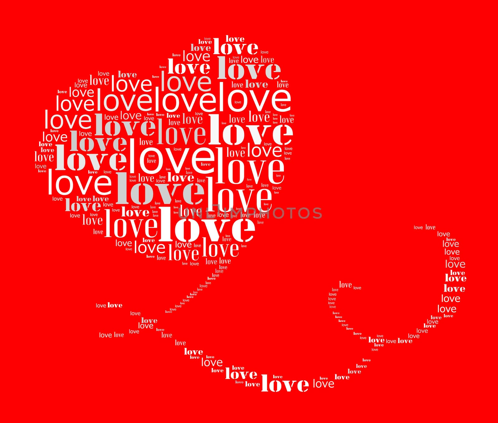 Valentines day card word cloud concept on red background