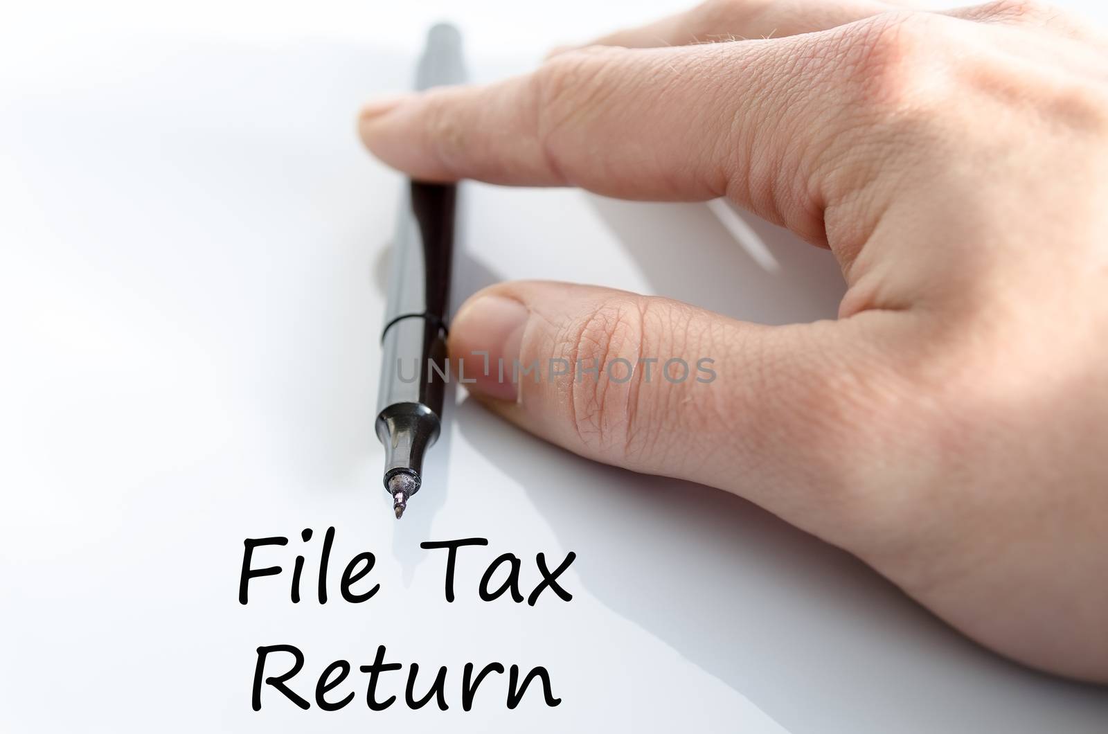 File tax return text concept isolated over white background