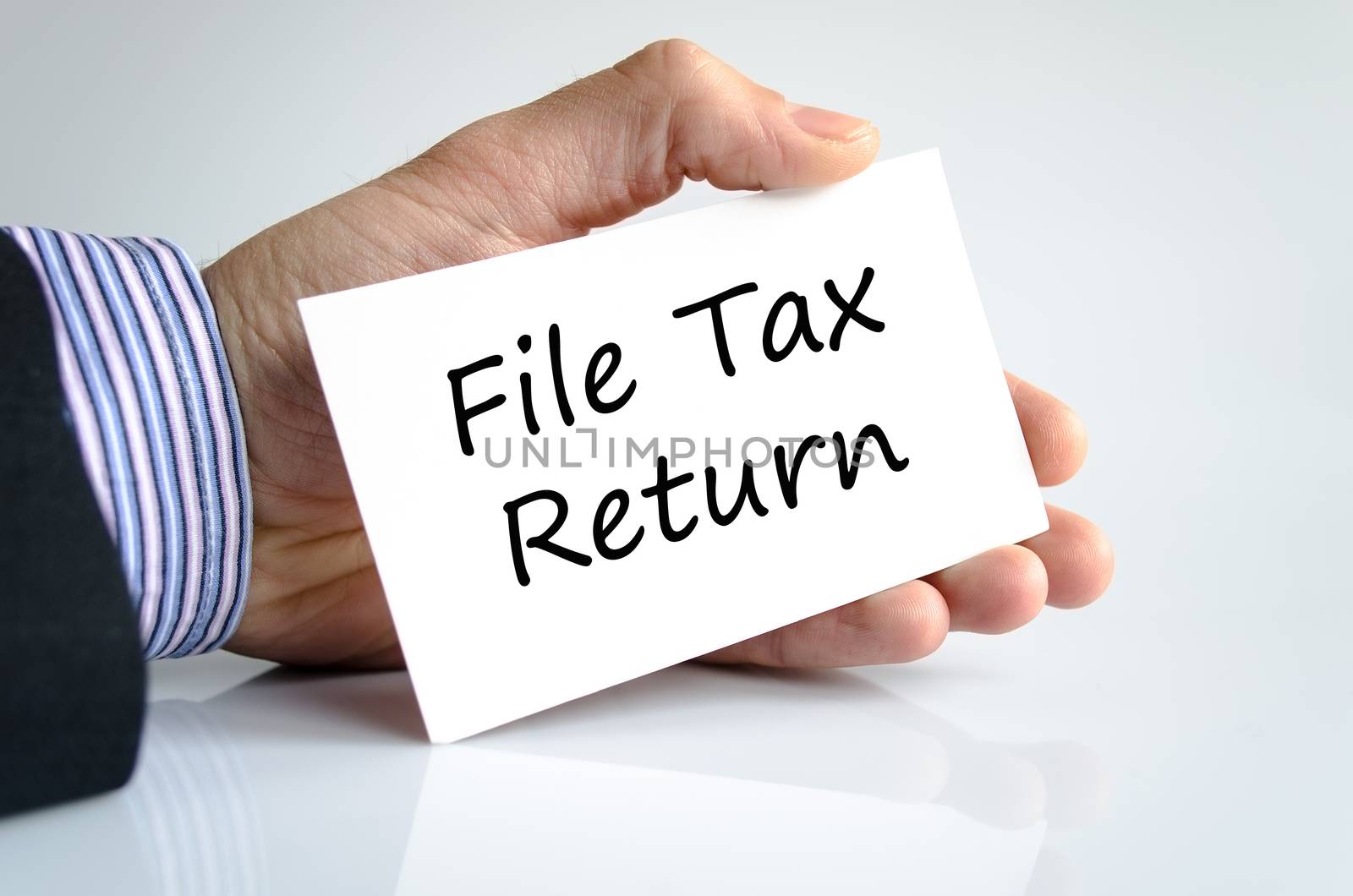 File tax return text concept isolated over white background
