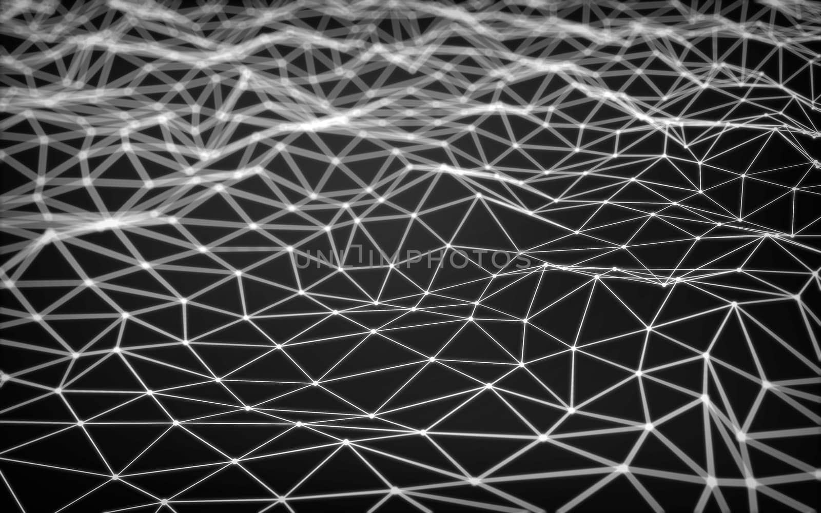 Abstract polygonal space low poly dark background with connecting dots and lines. Connection structure.