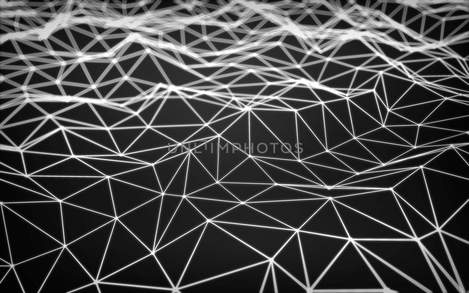 Abstract polygonal space low poly dark background with connecting dots and lines. Connection structure.