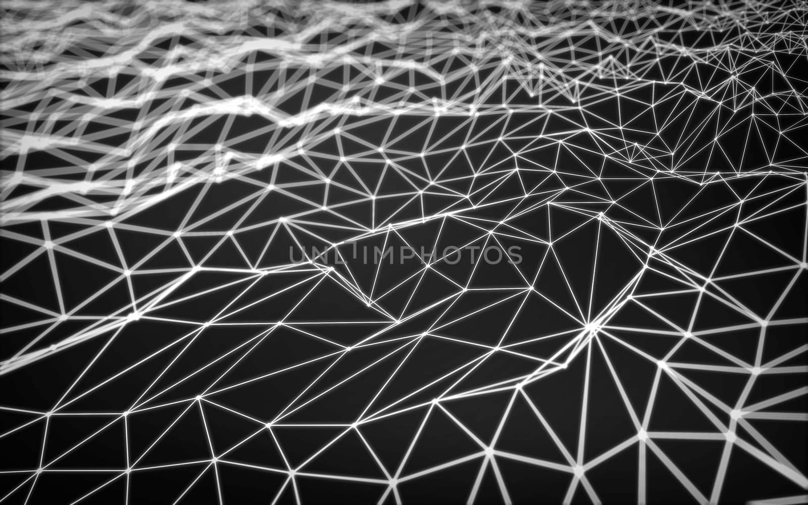 Abstract polygonal space low poly dark background with connecting dots and lines. Connection structure.