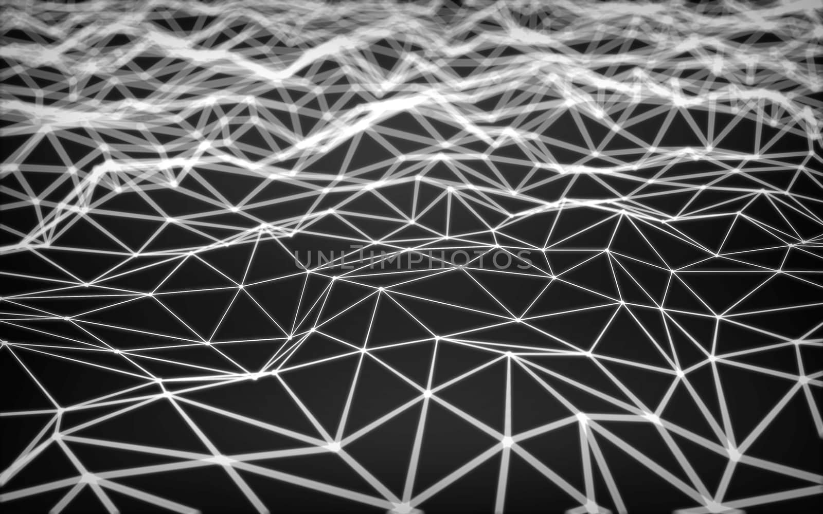 Abstract polygonal space low poly dark background with connecting dots and lines. Connection structure.