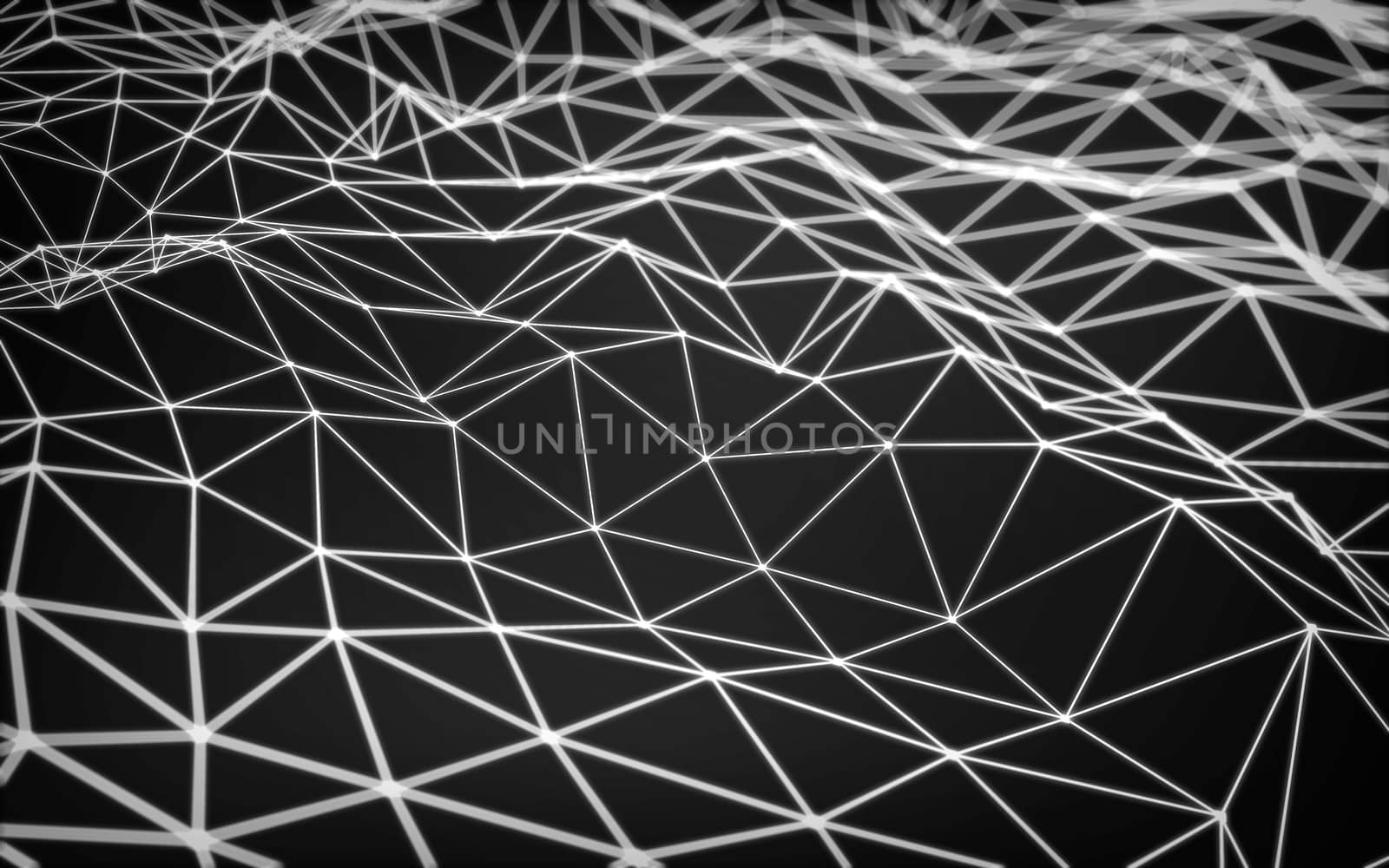 Abstract polygonal space low poly dark background with connecting dots and lines. Connection structure.