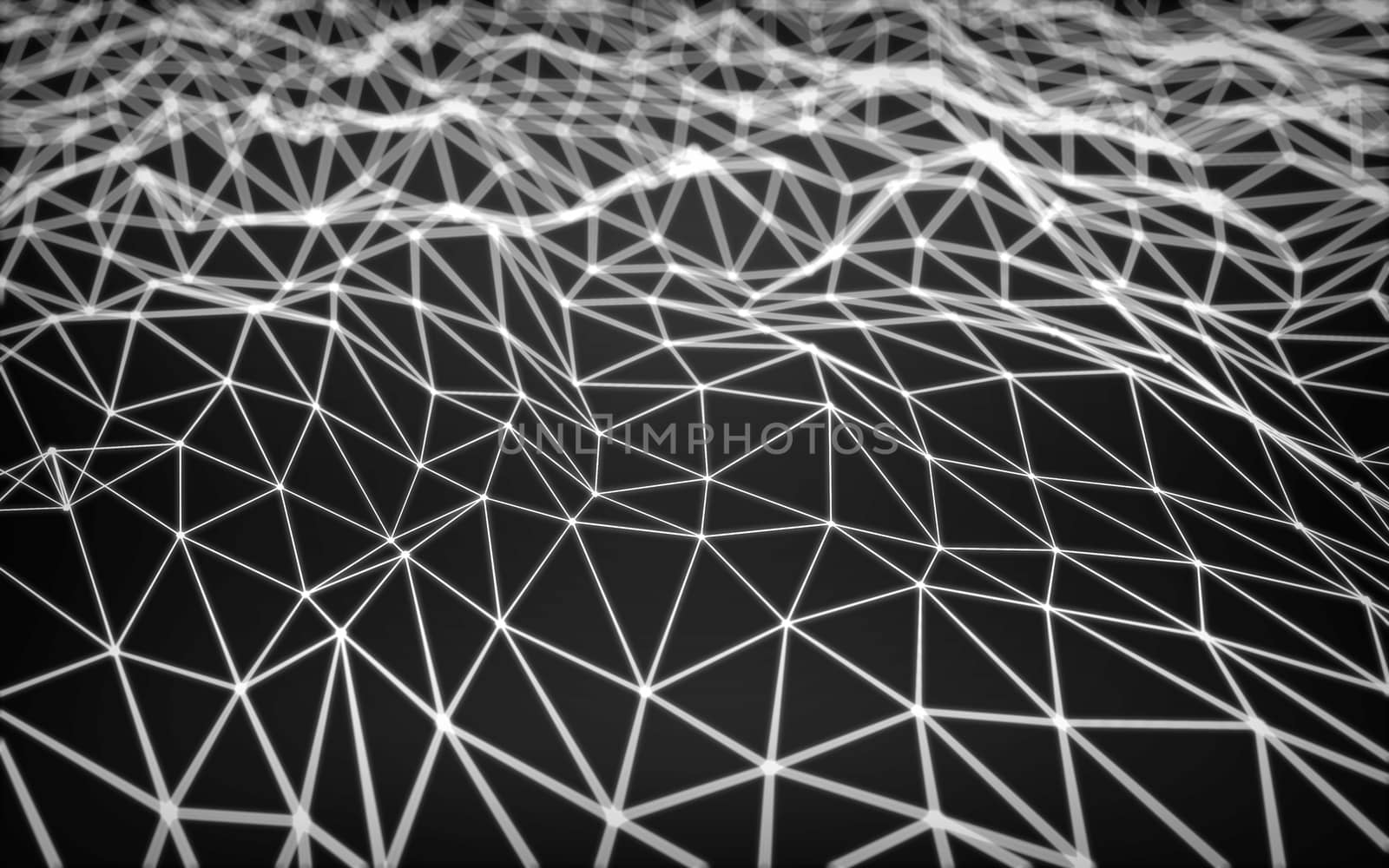 Abstract polygonal space low poly dark background with connecting dots and lines. Connection structure.