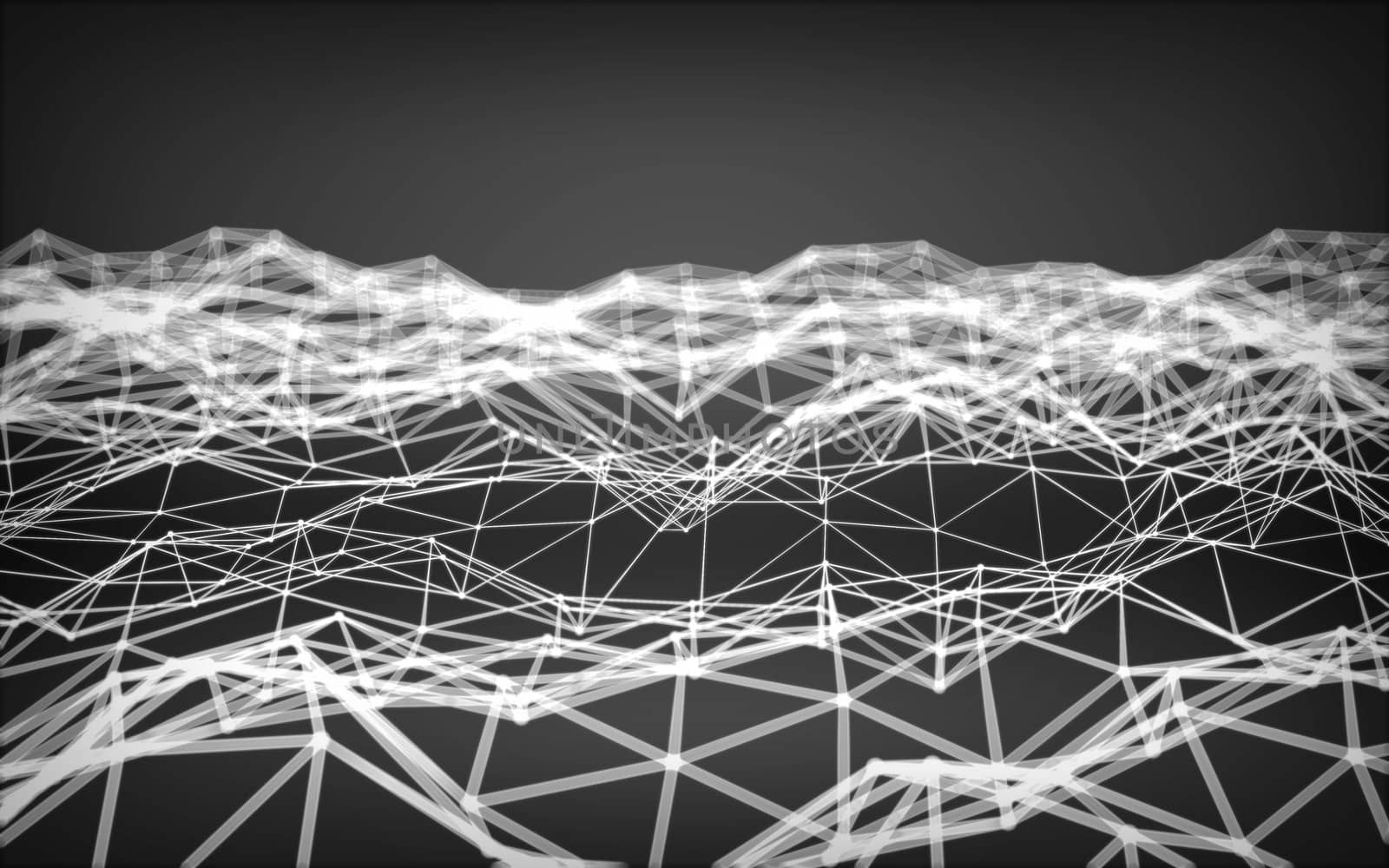 Abstract polygonal space low poly dark background with connecting dots and lines. Connection structure.