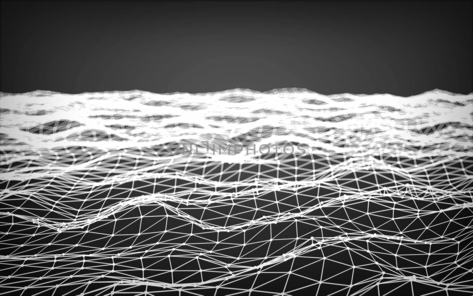 Abstract polygonal space low poly dark background with connecting dots and lines. Connection structure.