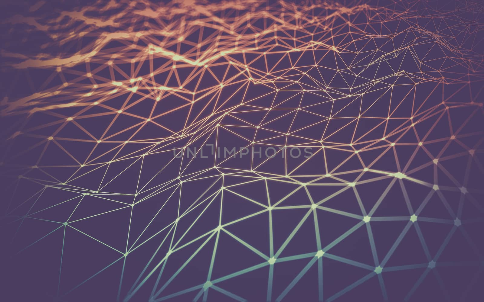 Abstract polygonal space low poly dark background with connecting dots and lines. Connection structure.