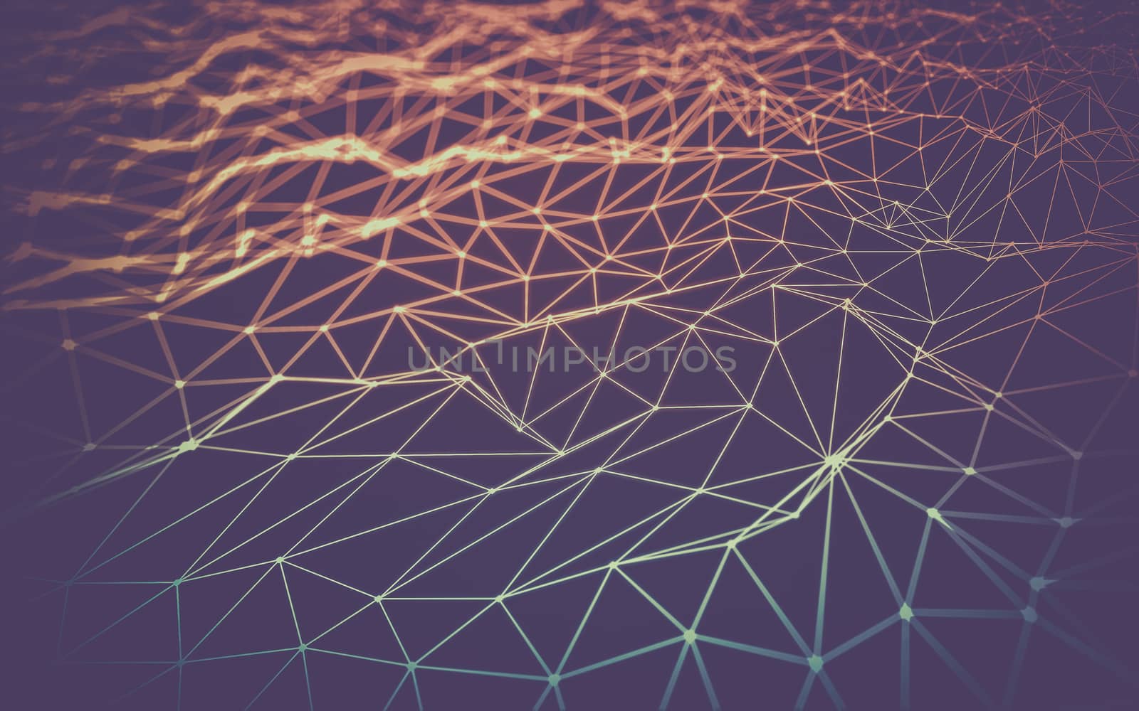 Abstract polygonal space low poly dark background with connecting dots and lines. Connection structure.