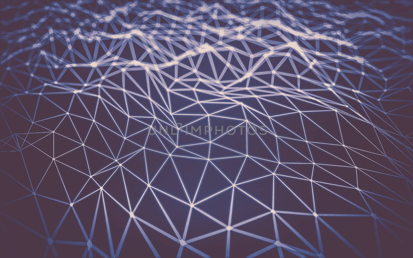 Abstract polygonal space low poly dark background with connecting dots and lines. Connection structure.