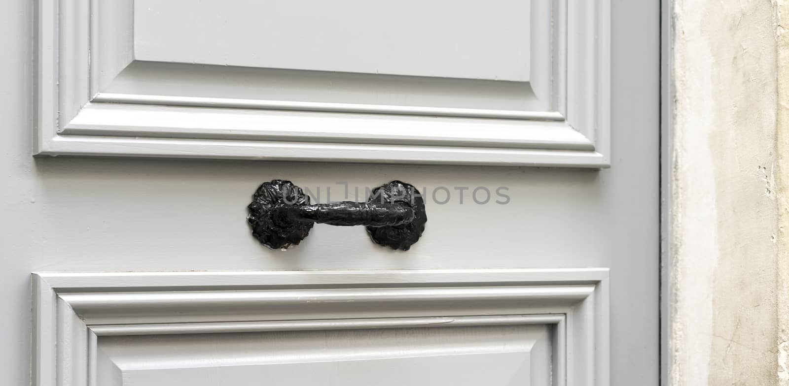 Old Black Painted Brass Door Handle by sherj