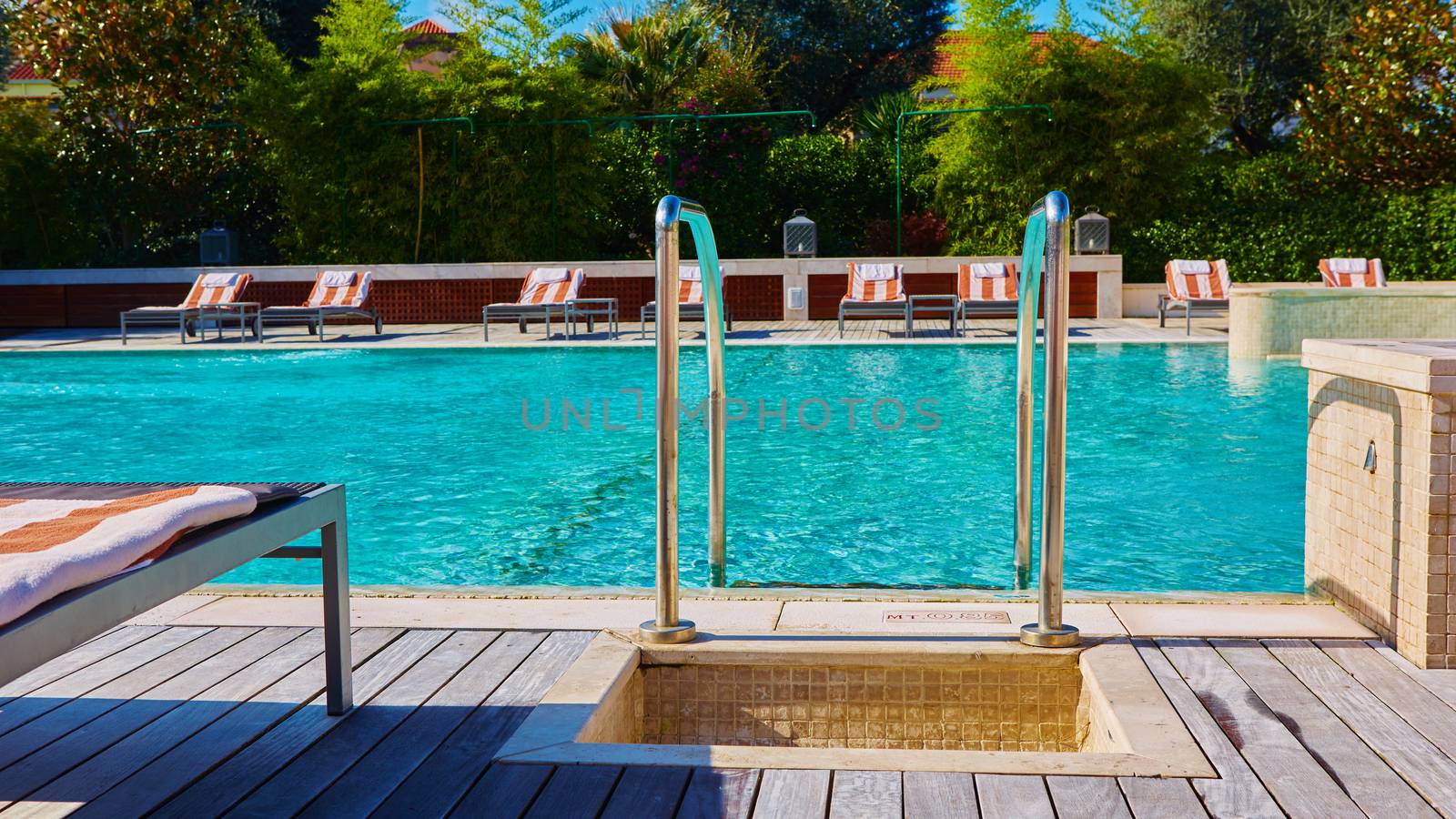 Empty public pool on a hot day at park