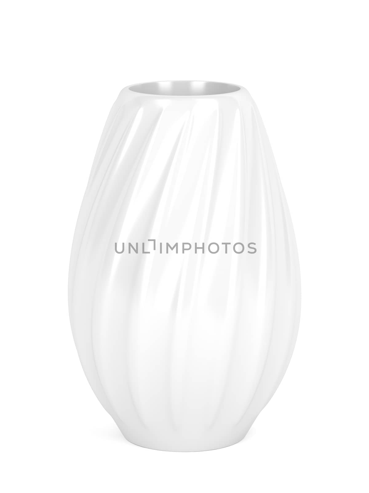 Swirl ceramic vase on white background