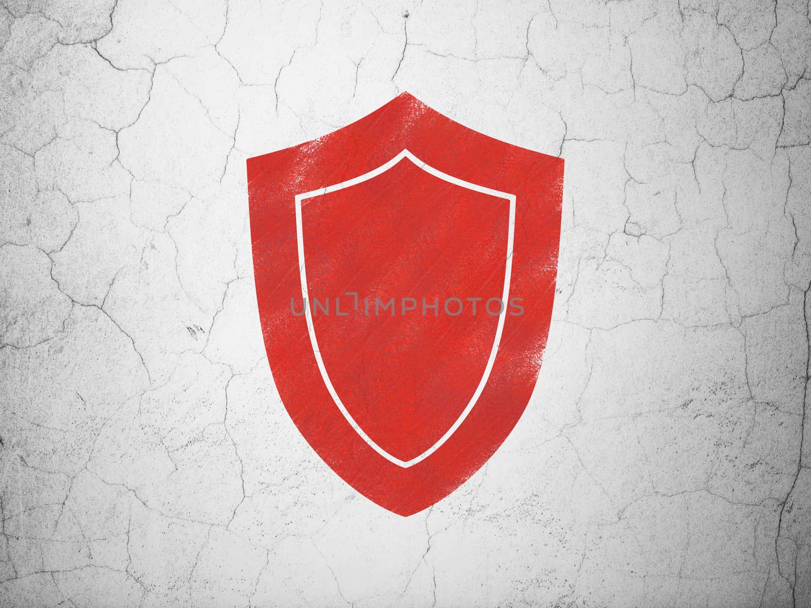 Security concept: Shield on wall background by maxkabakov