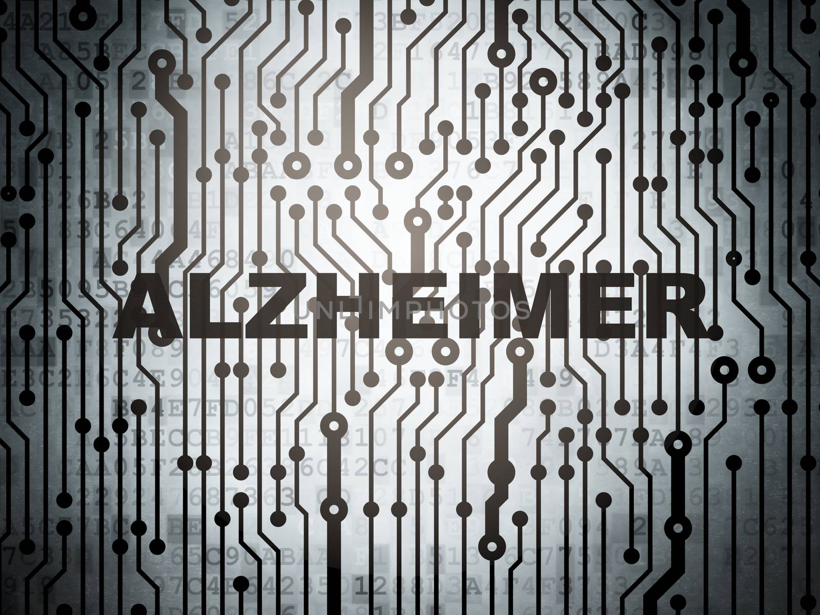 Health concept: circuit board with Alzheimer by maxkabakov