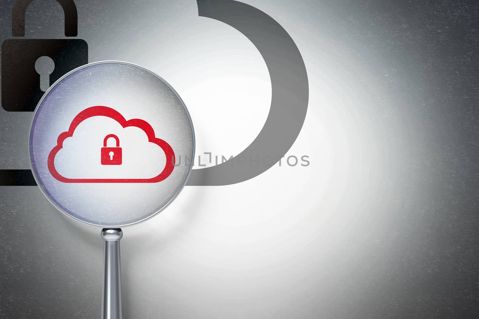 Cloud networking concept:  Cloud With Padlock with optical glass on digital background by maxkabakov