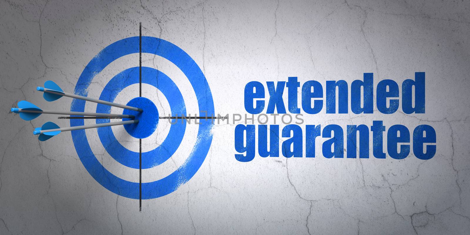 Insurance concept: target and Extended Guarantee on wall background by maxkabakov