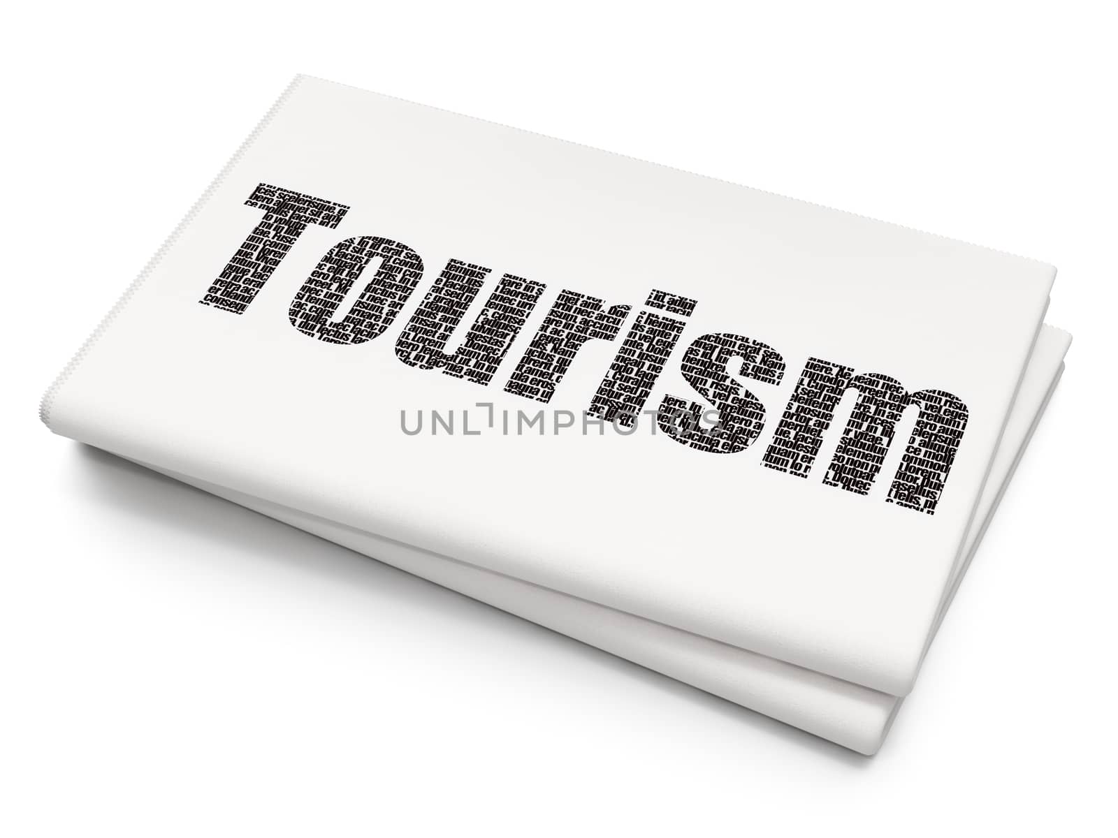 Tourism concept: Pixelated black text Tourism on Blank Newspaper background