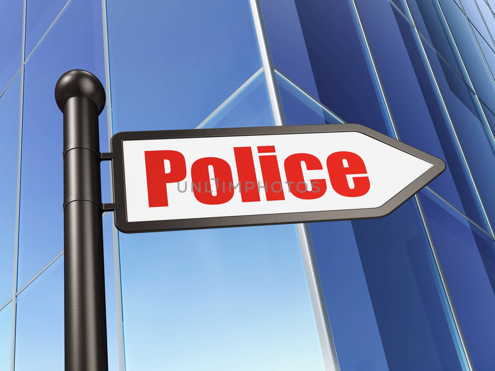Law concept: sign Police on Building background, 3d render