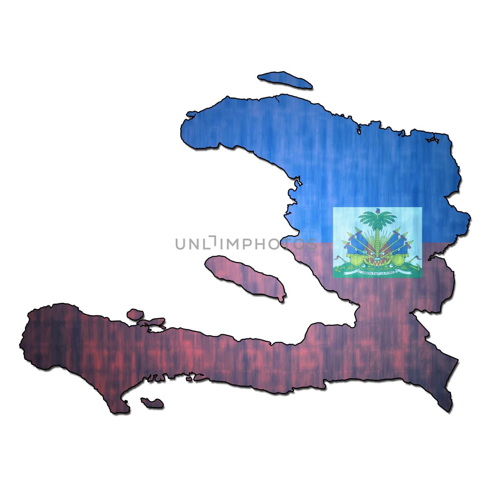 map with flag of haiti with national borders