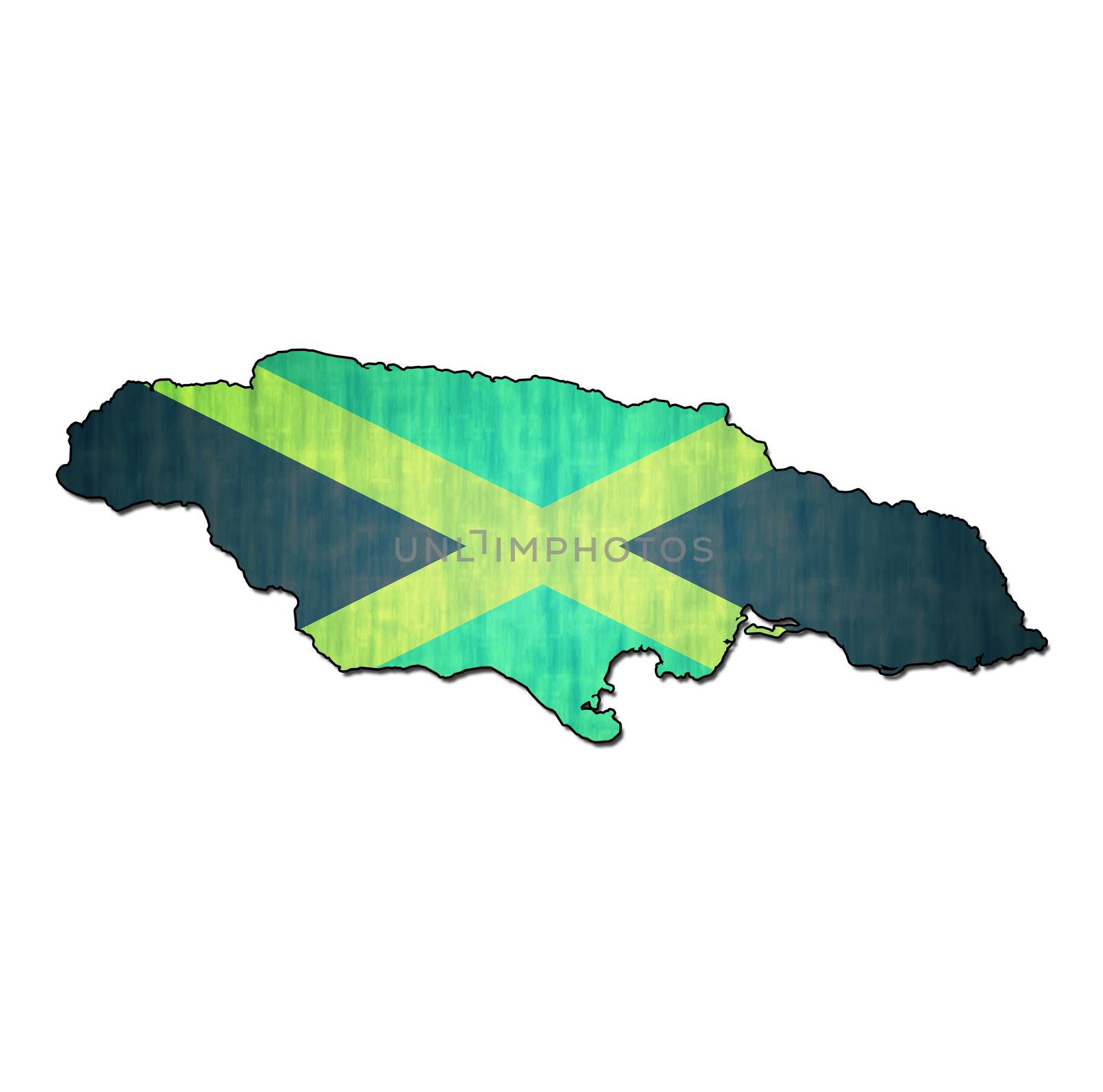 map with flag of jamaica with national borders