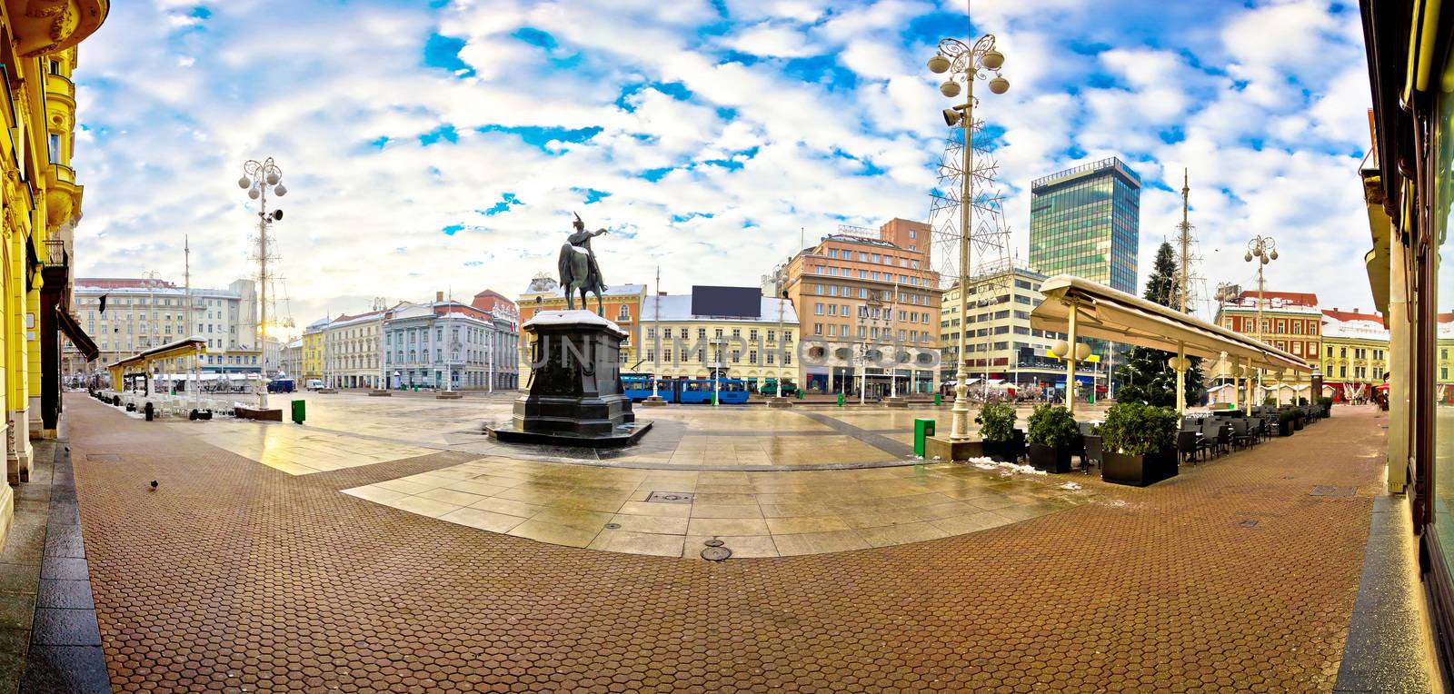 Ban Jelacic square in Zagreb panorama, capital of Croatia