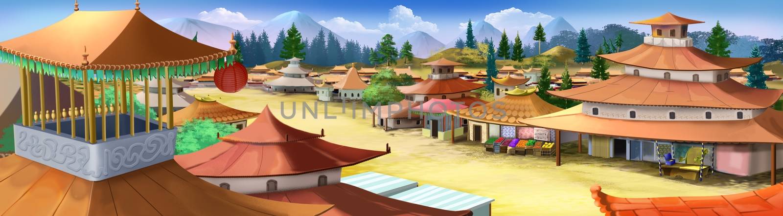 Small city in ancient China. by Multipedia