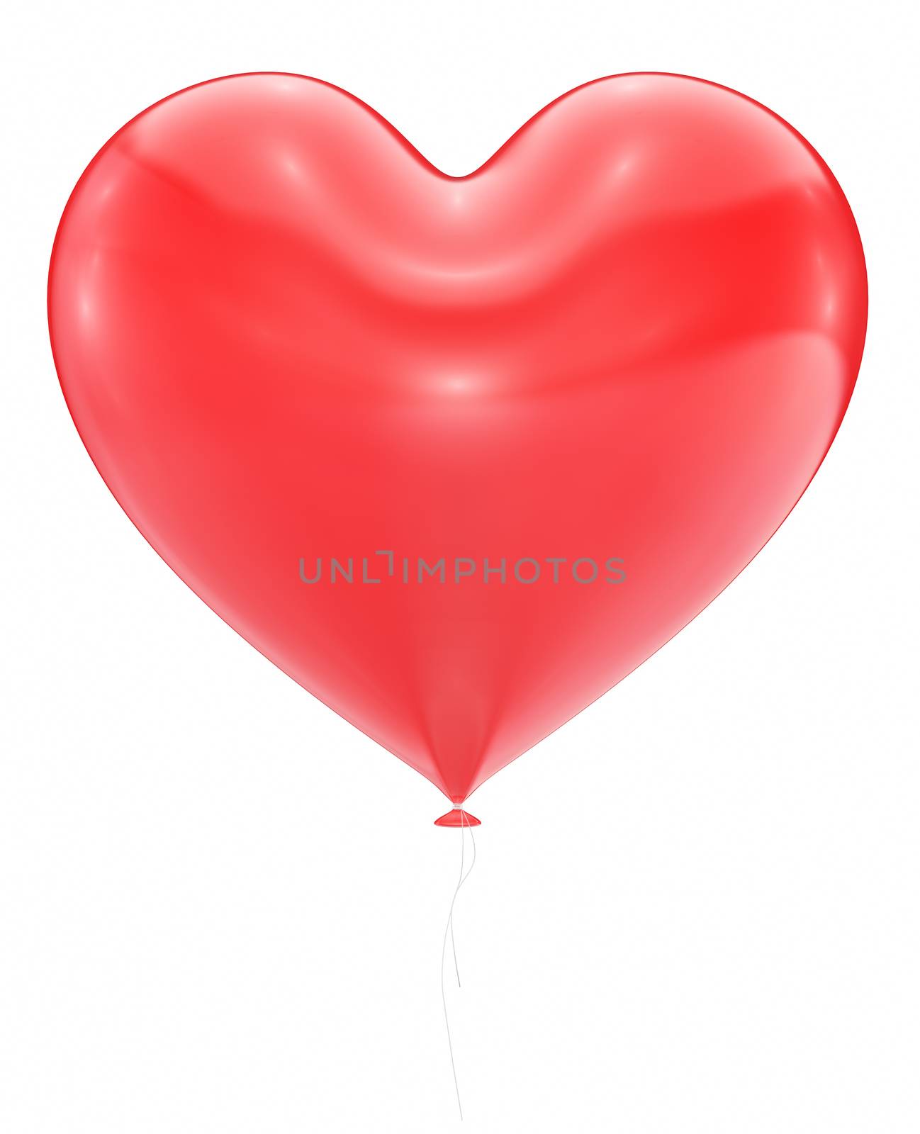 Big Red Heart Balloon Isolated On White Background