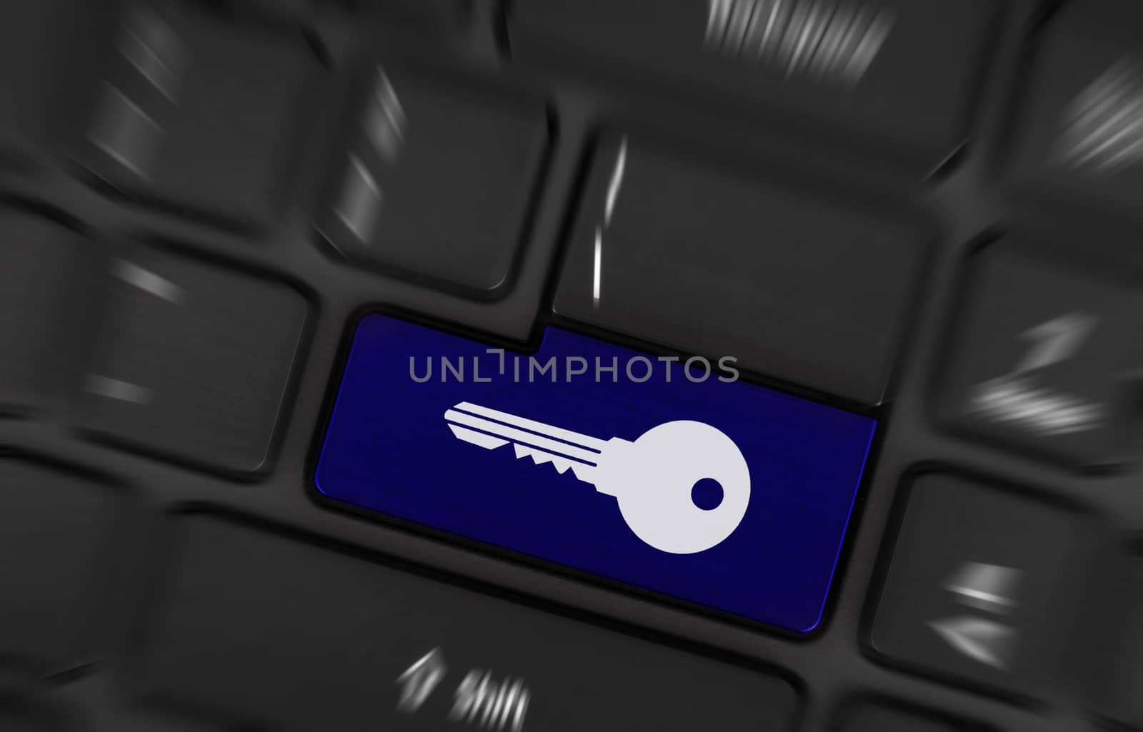 Internet security key with lock icon on laptop keyboard