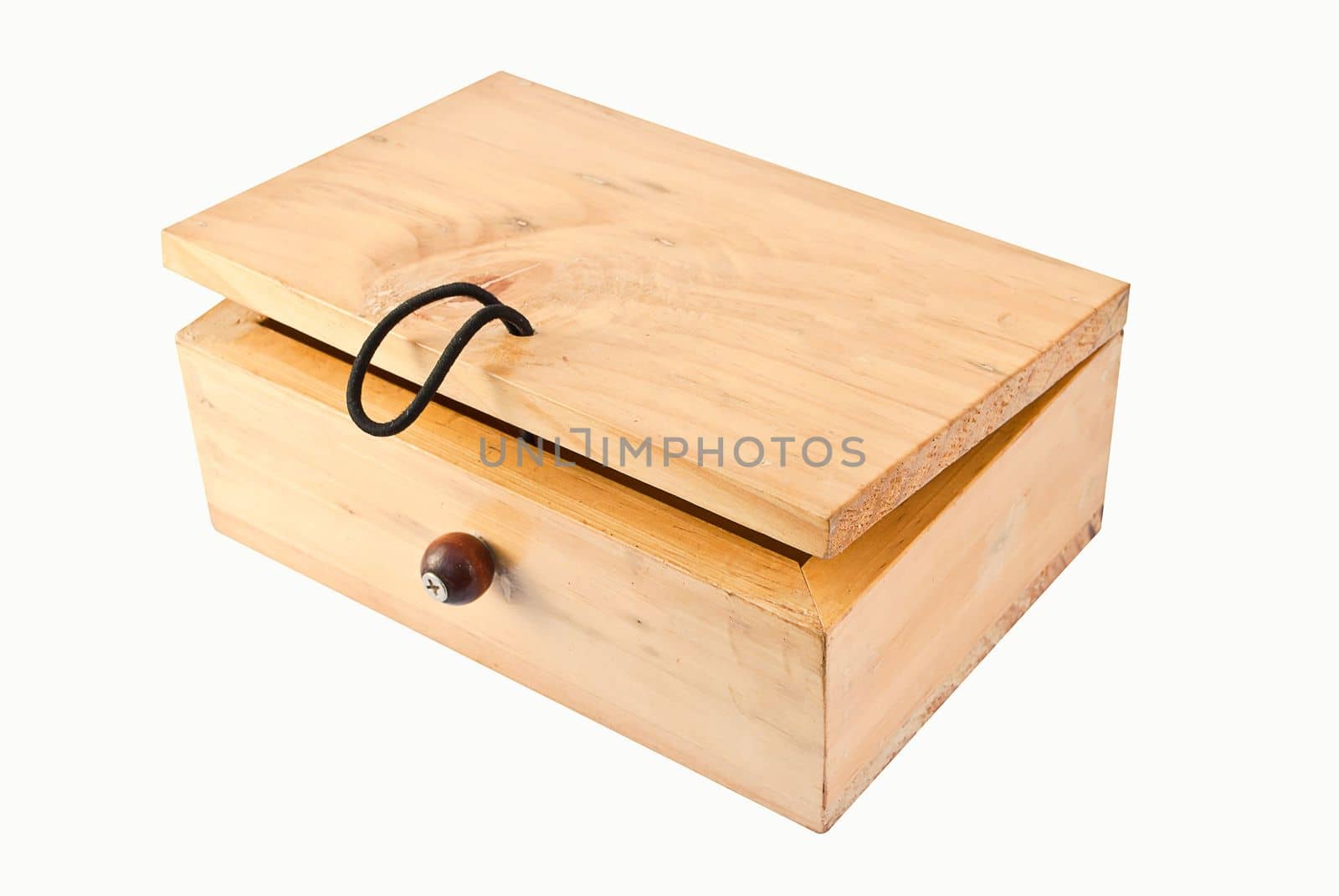 Wooden box on white background