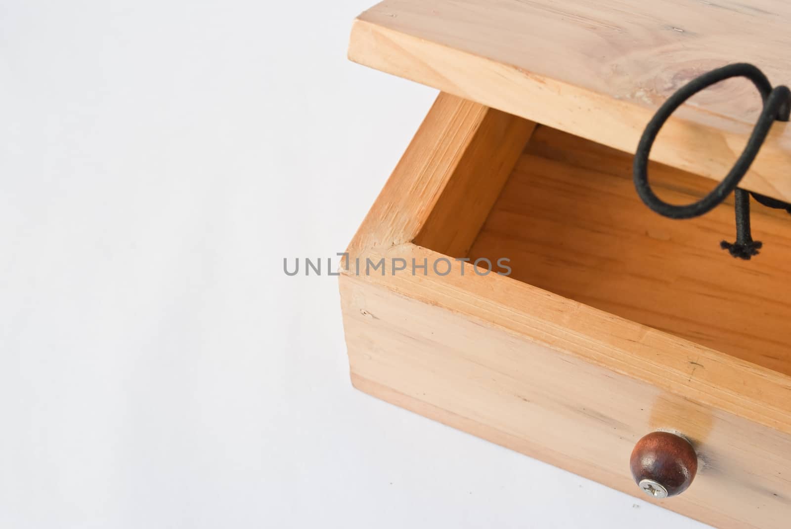 Empty wooden box on white background 