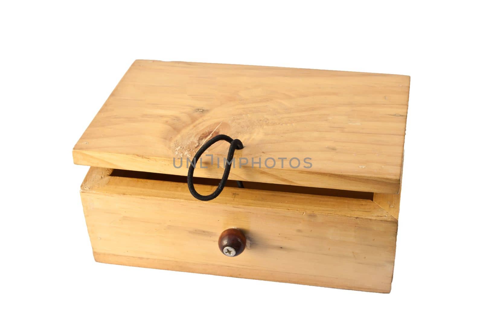 Wooden box on white background