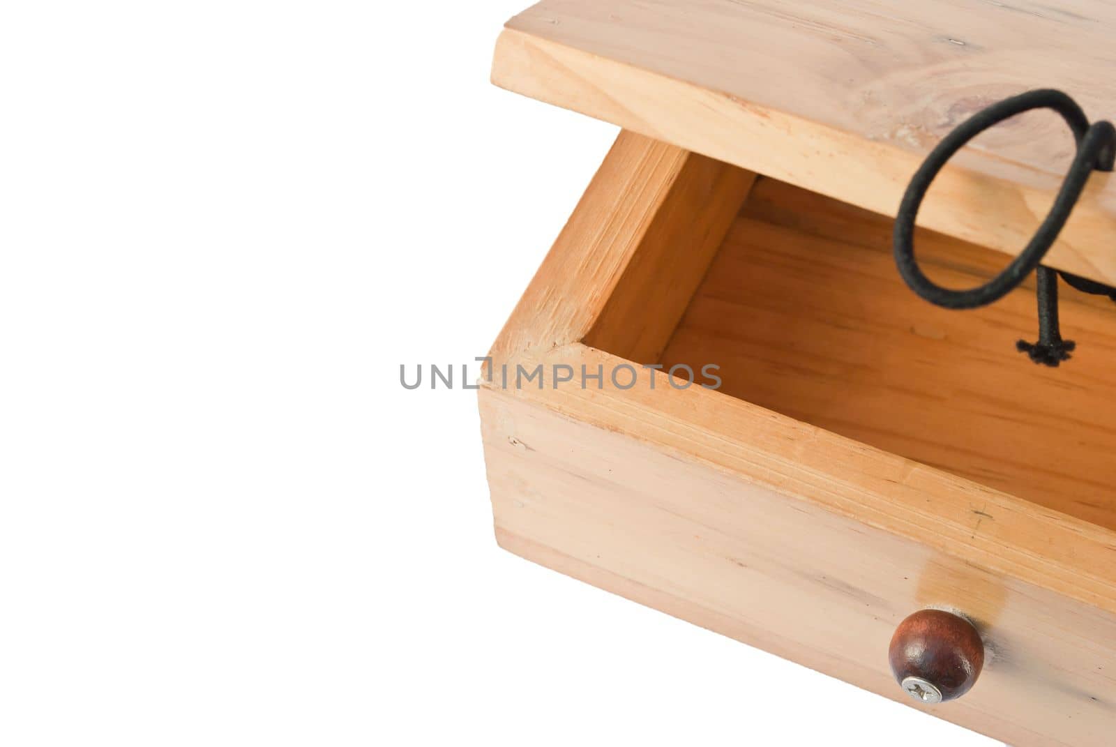 Empty wooden box on white background by rakoptonLPN