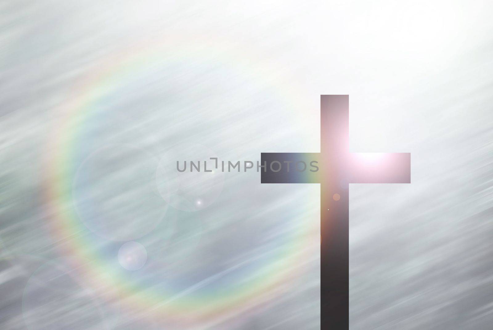 christ cross on abstract motion blur background with lighting lens flare and rainbow for webdesign, colorful background, blurred, wallpaper by rakoptonLPN