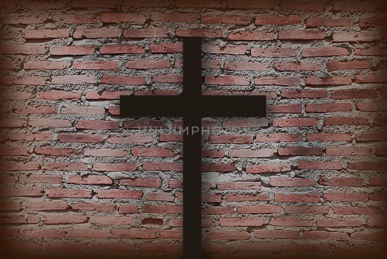 christ cross into a brick wall as background, grunge wall by rakoptonLPN