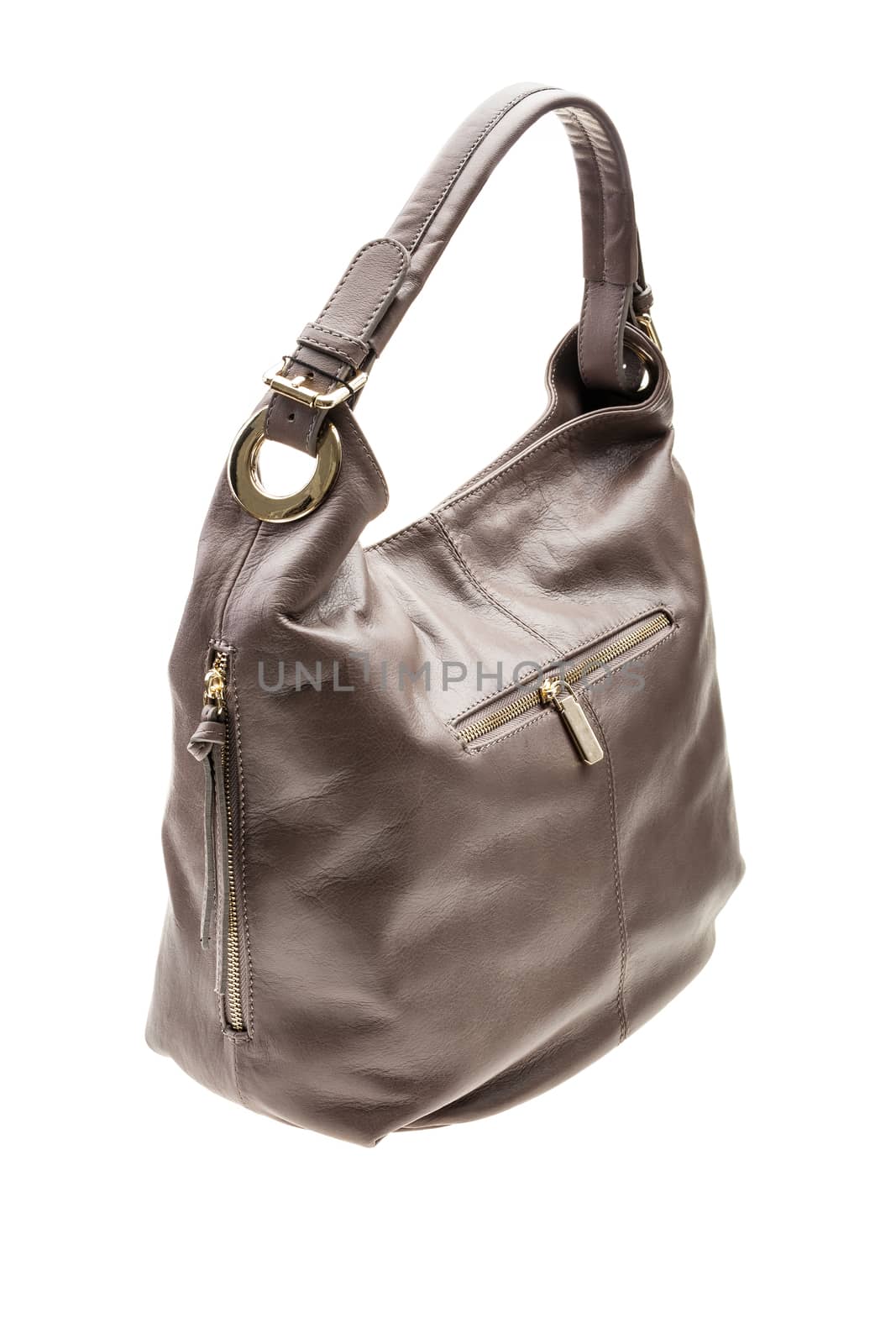 New brown womens bag isolated on white background.