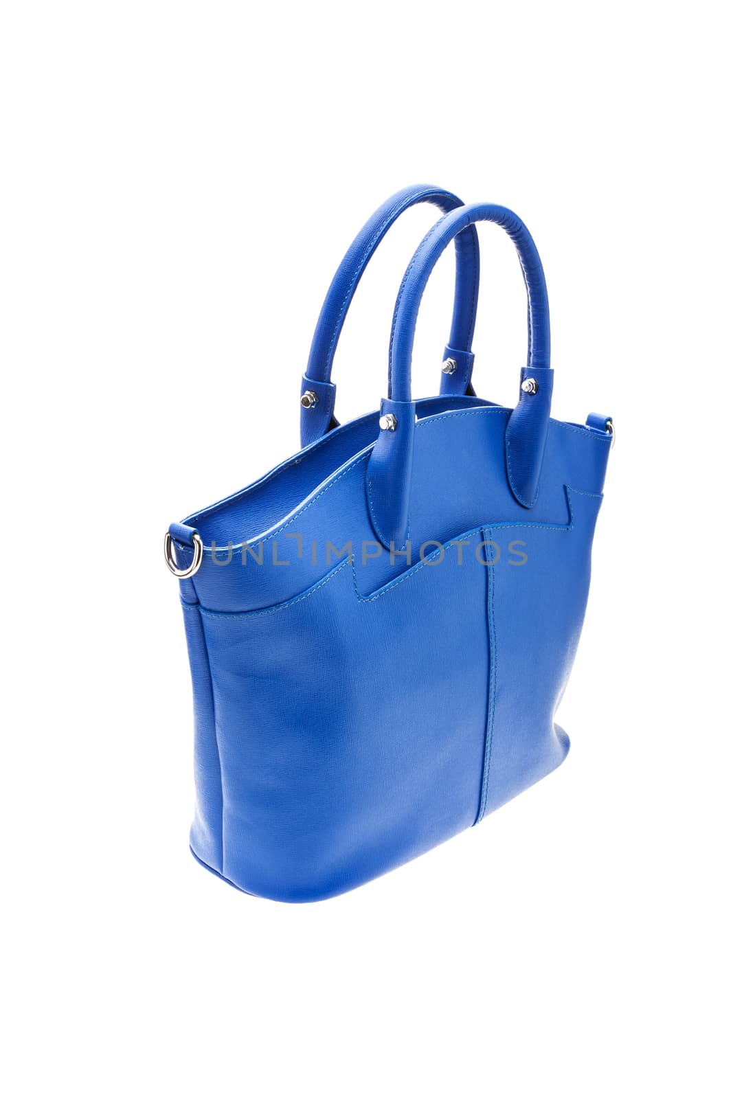 New blue womens bag isolated on white background.