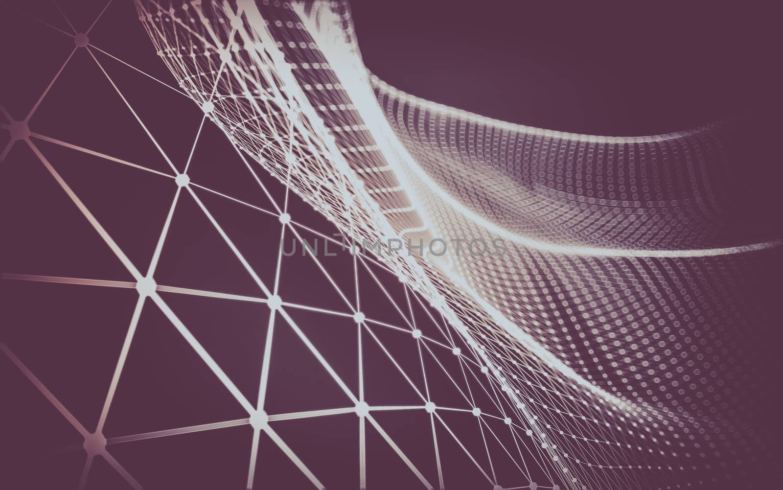 Abstract polygonal space low poly dark background with connecting dots and lines. Connection structure.