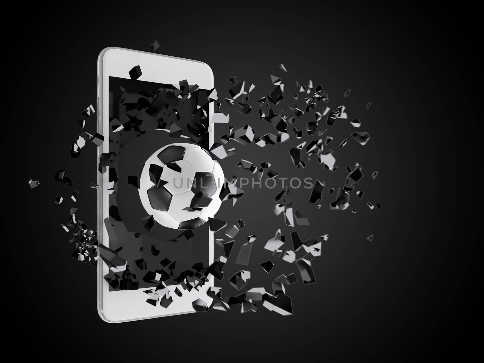 soccer burst out of the smartphone by teerawit