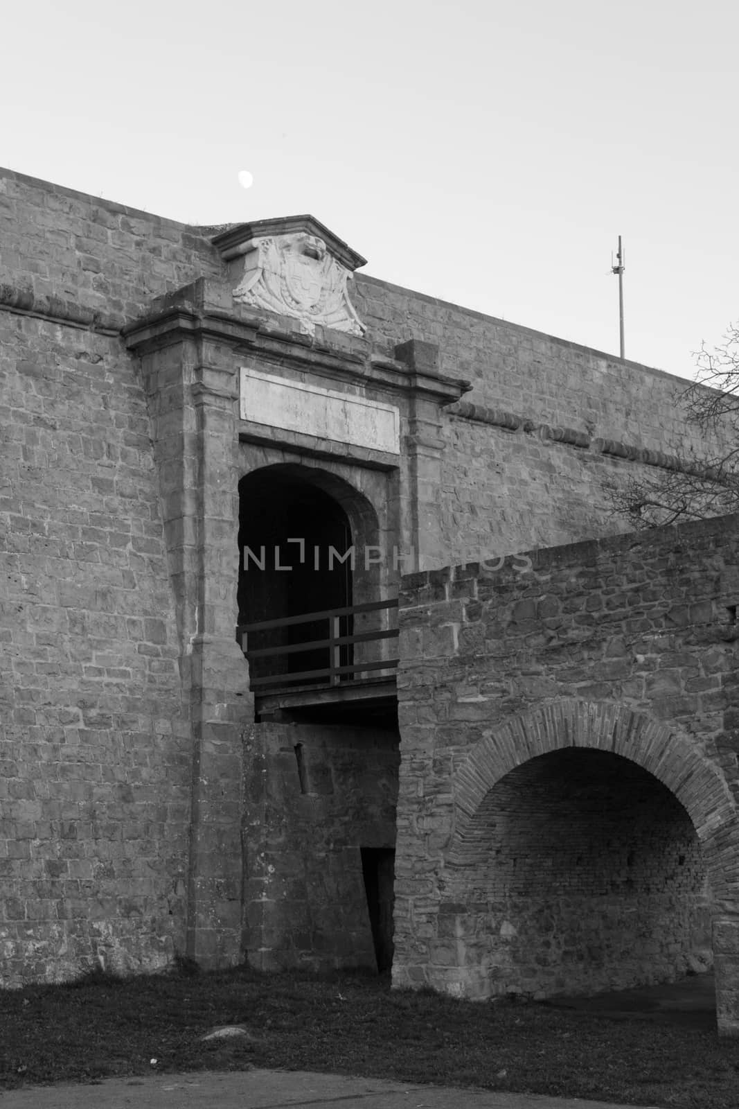 Moon amnd main gate in black and white by rmbarricarte