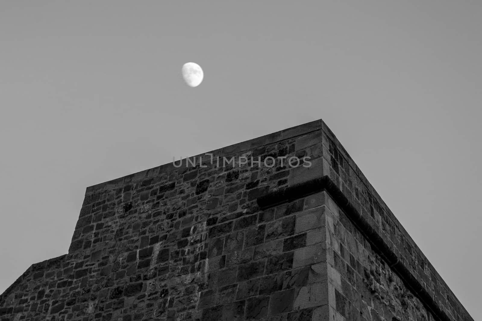 Top of the wall and moon by rmbarricarte